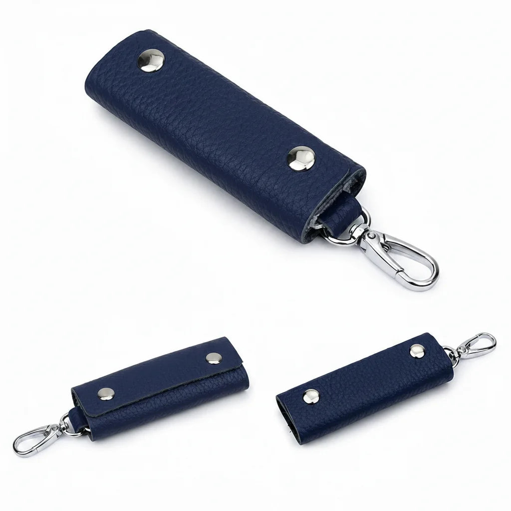 Men’s Leather Key Holder Pouch - Snap Closure with Clip