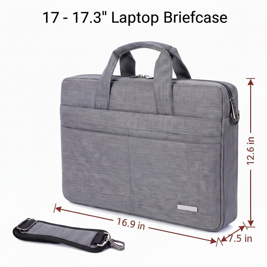 Men’s Laptop Briefcase - 17 Inch Multi-Pocket Shoulder Bag