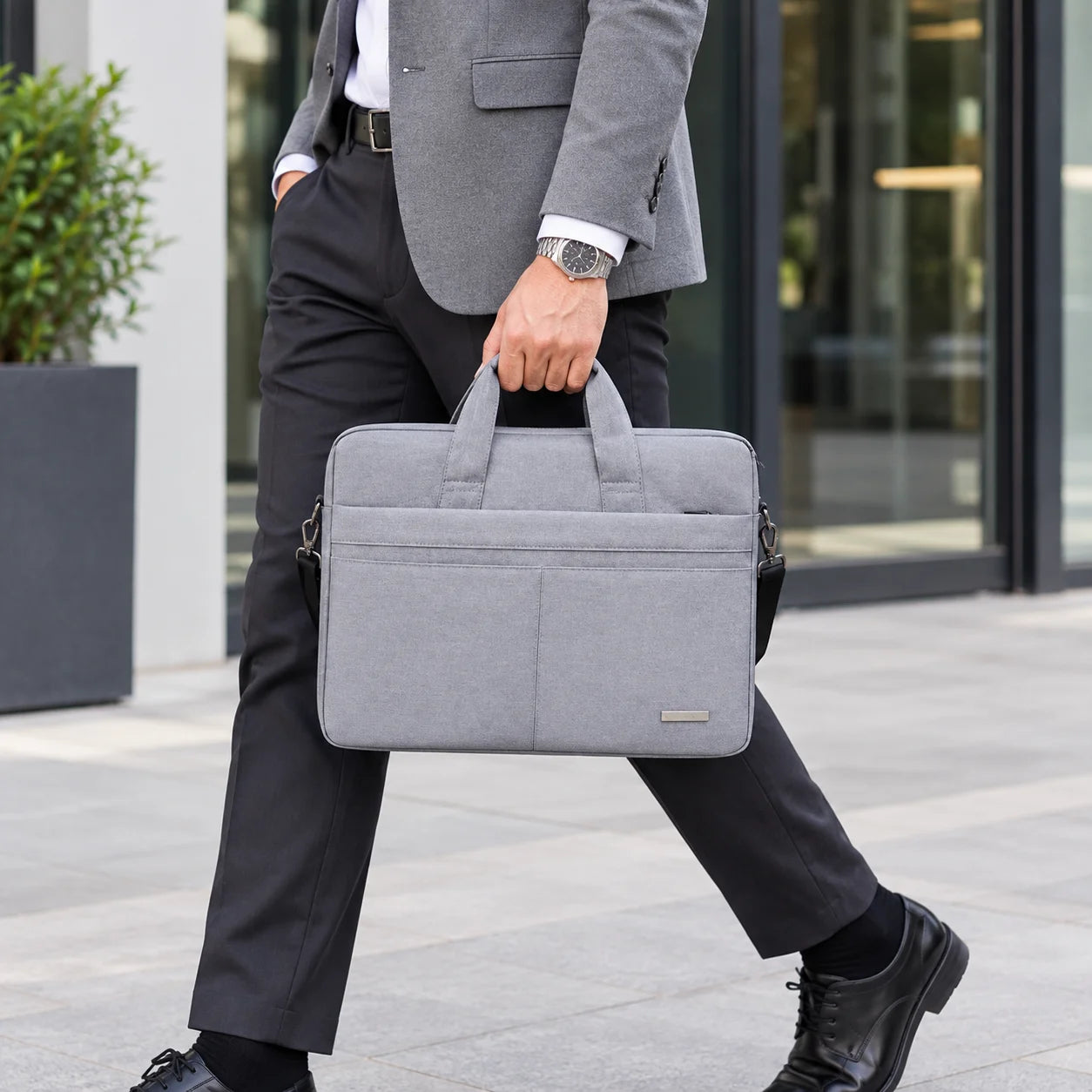 Men’s Laptop Briefcase - 17 Inch Multi-Pocket Shoulder Bag
