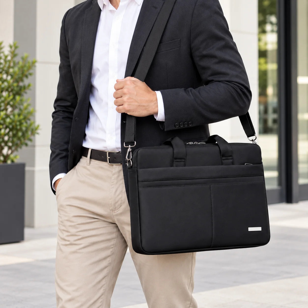 Men’s Laptop Briefcase - 17 Inch Multi-Pocket Shoulder Bag