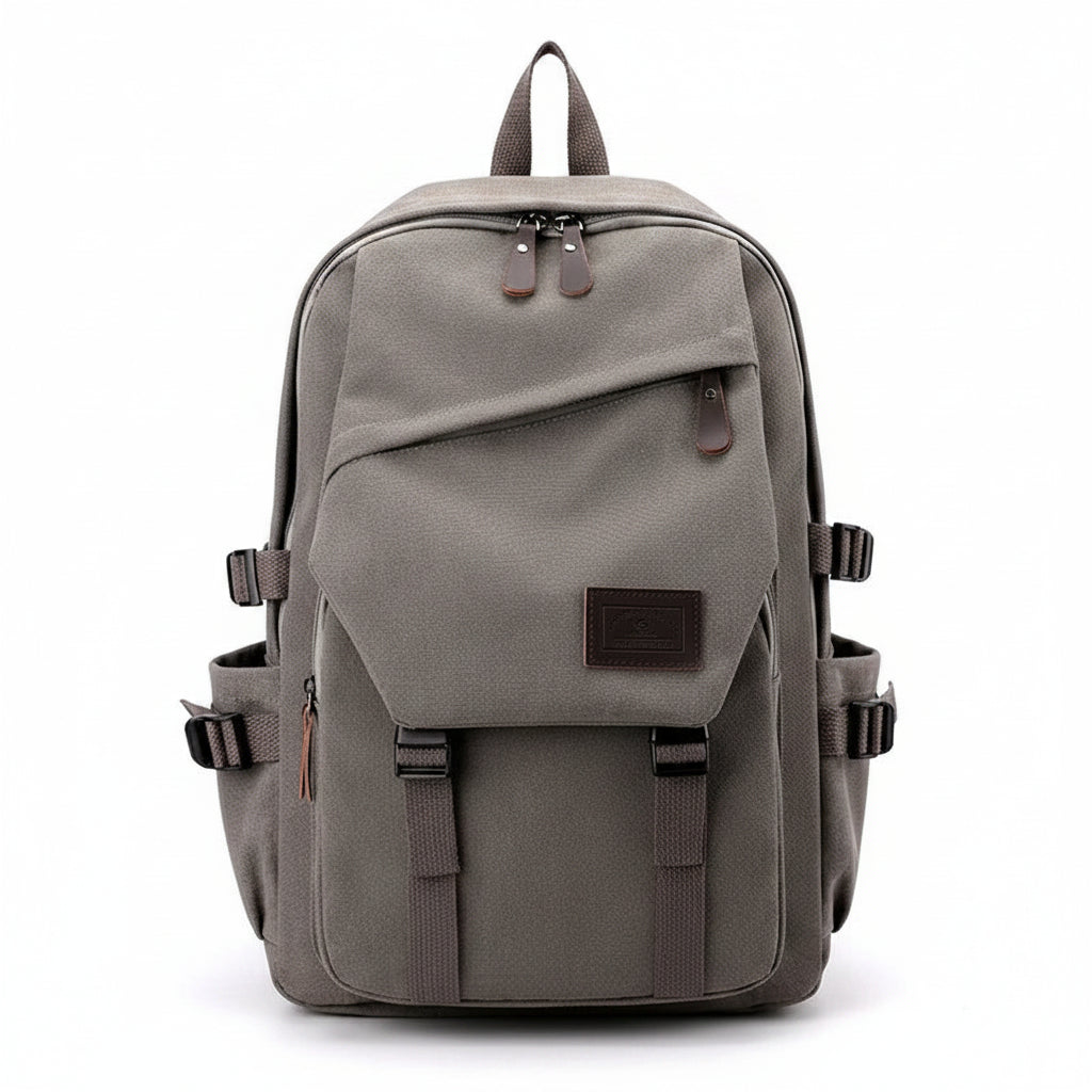 Men’s Canvas Backpack - Side Pocket 18L Daypack - Gray