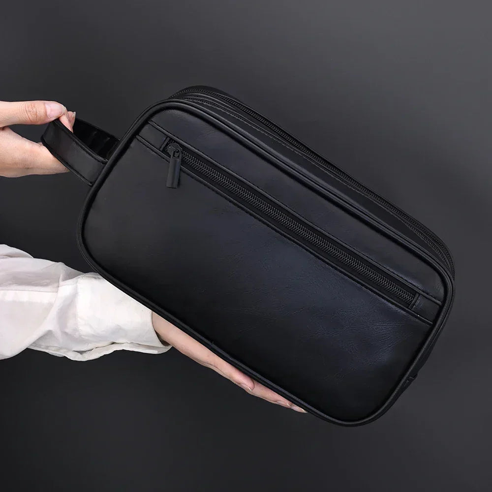 Men’s Large Toiletry Bag - Vegan Leather 3-Compartment Travel Case