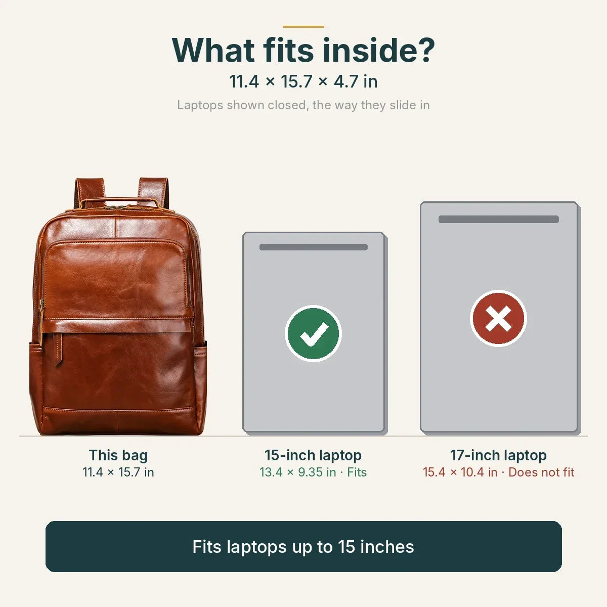 Men’s Leather Backpack – 15 Inch Work & Daily Carry Pack