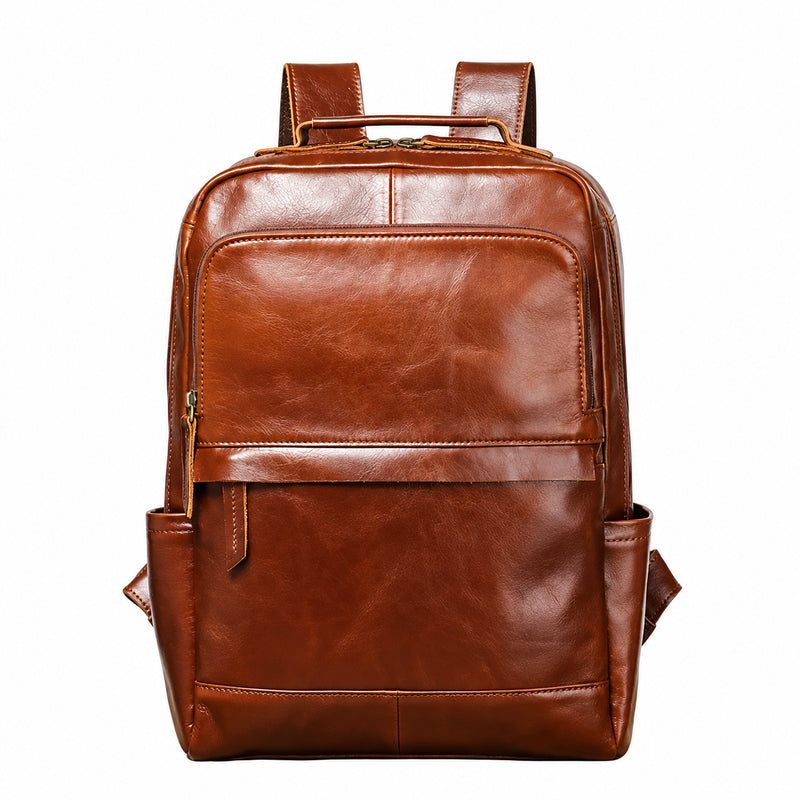 Men’s Leather Backpack – 15 Inch Work & Daily Carry Pack - Brown