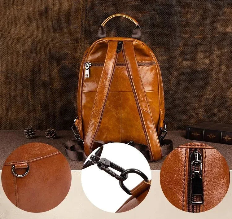 Men’s Leather Backpack – Compact Elegant Everyday Backpack