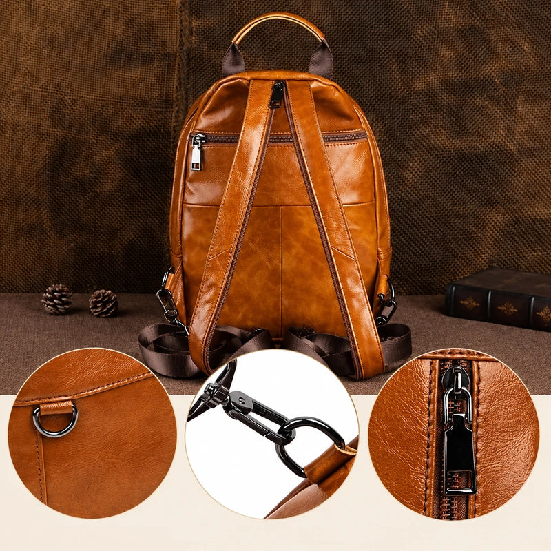 Men’s Leather Backpack – Compact Elegant Everyday Backpack