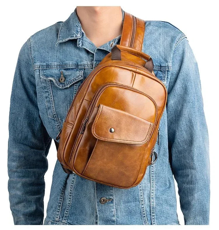 Men’s Leather Backpack – Compact Elegant Everyday Backpack