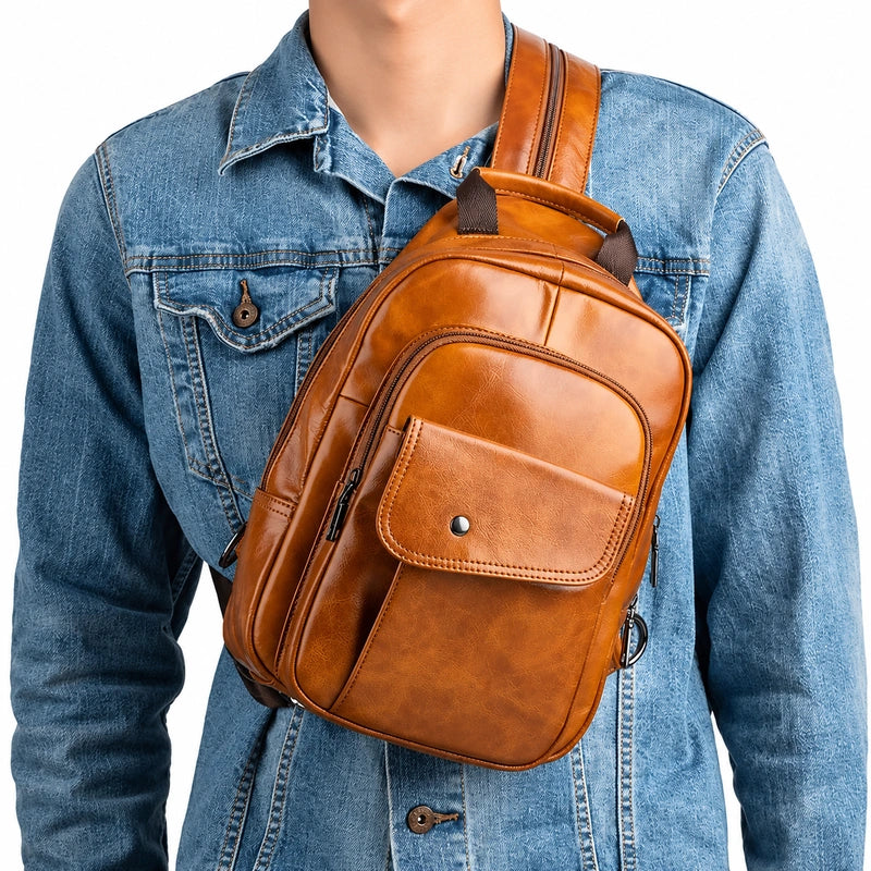 Men’s Leather Backpack – Compact Elegant Everyday Backpack