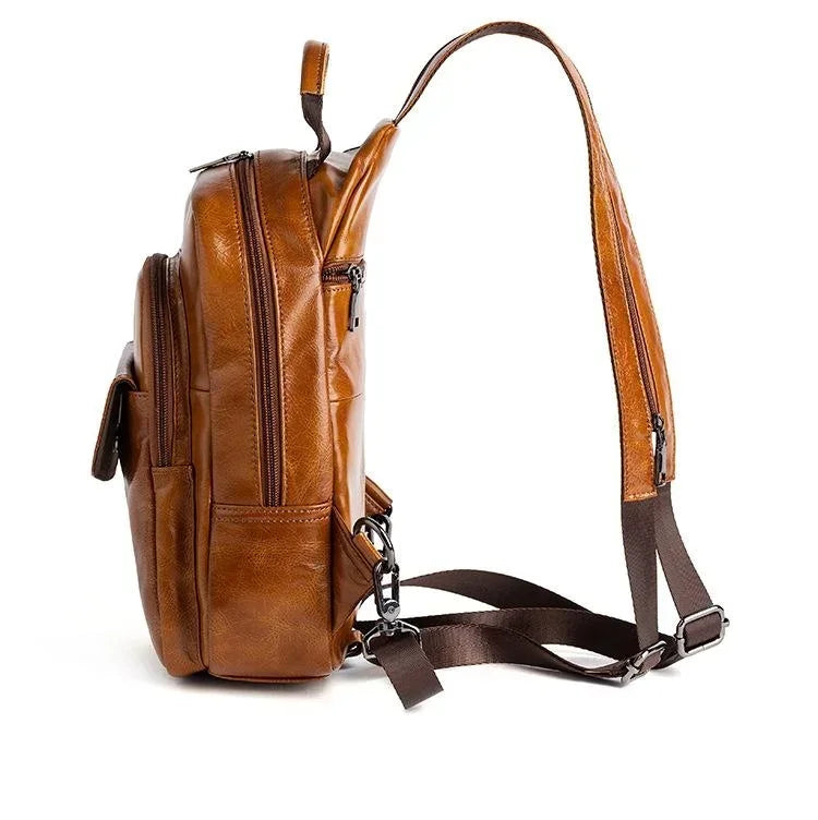 Men’s Leather Backpack – Compact Elegant Everyday Backpack