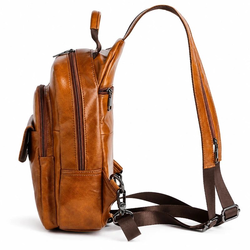 Men’s Leather Backpack – Compact Elegant Everyday Backpack