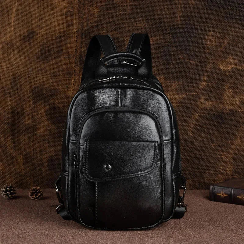 Men’s Leather Backpack – Compact Elegant Everyday Backpack