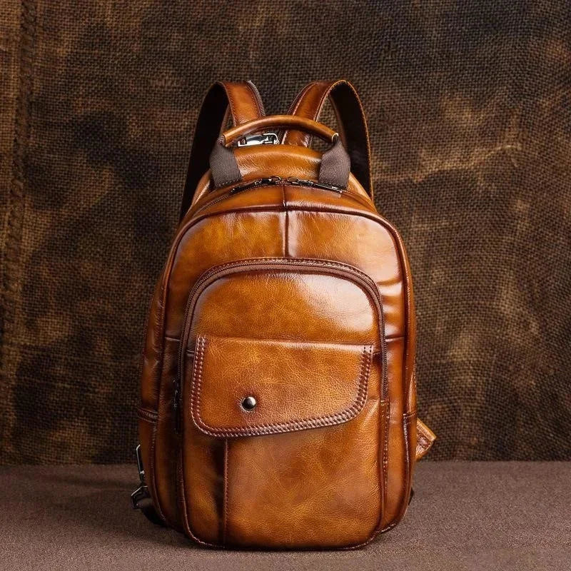 Men’s Leather Backpack – Compact Elegant Everyday Backpack