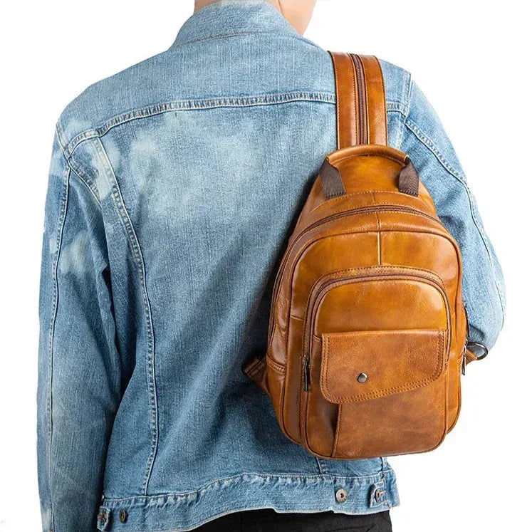 Men’s Leather Backpack – Compact Elegant Everyday Backpack