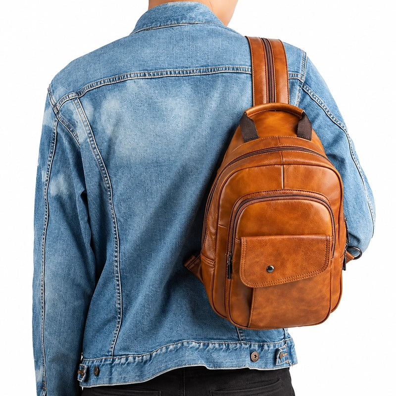 Men’s Leather Backpack – Compact Elegant Everyday Backpack