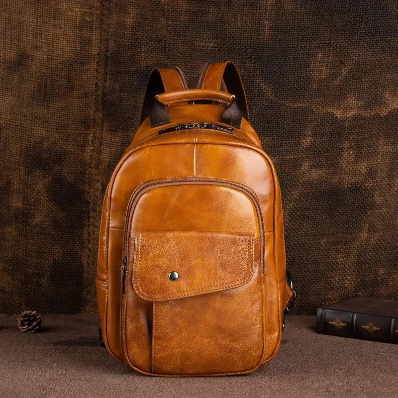 Men’s Leather Backpack – Compact Elegant Everyday Backpack