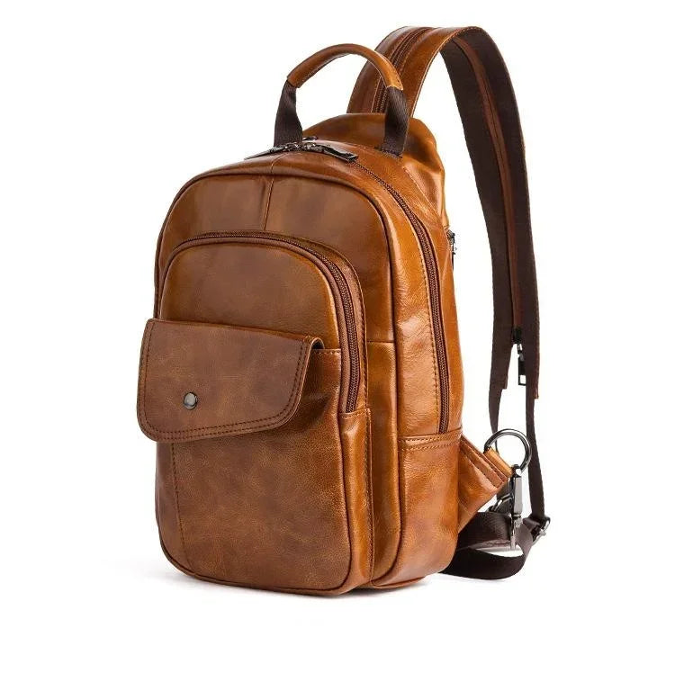 Men’s Leather Backpack – Compact Elegant Everyday Backpack