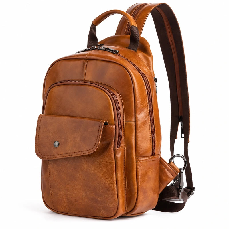Men’s Leather Backpack – Compact Elegant Everyday Backpack