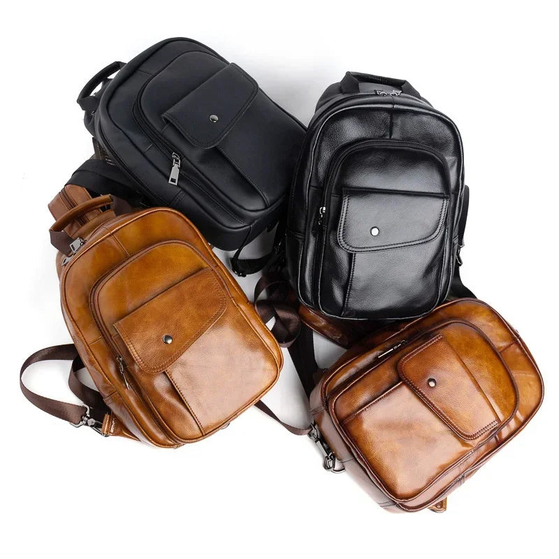 Men’s Leather Backpack – Compact Elegant Everyday Backpack