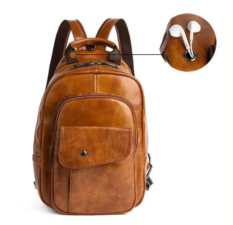 Men’s Leather Backpack – Compact Elegant Everyday Backpack