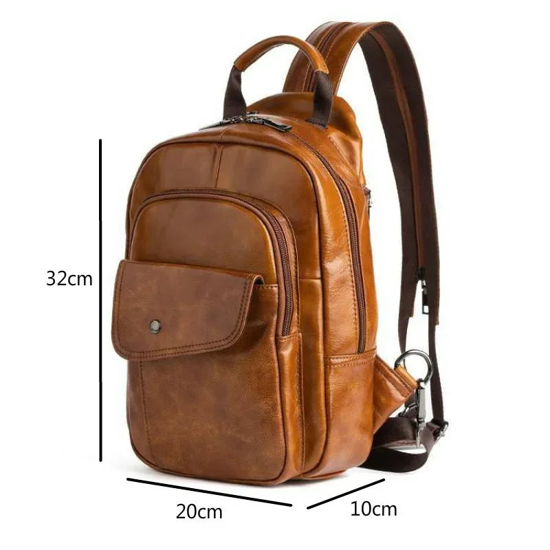 Men’s Leather Backpack – Compact Elegant Everyday Backpack