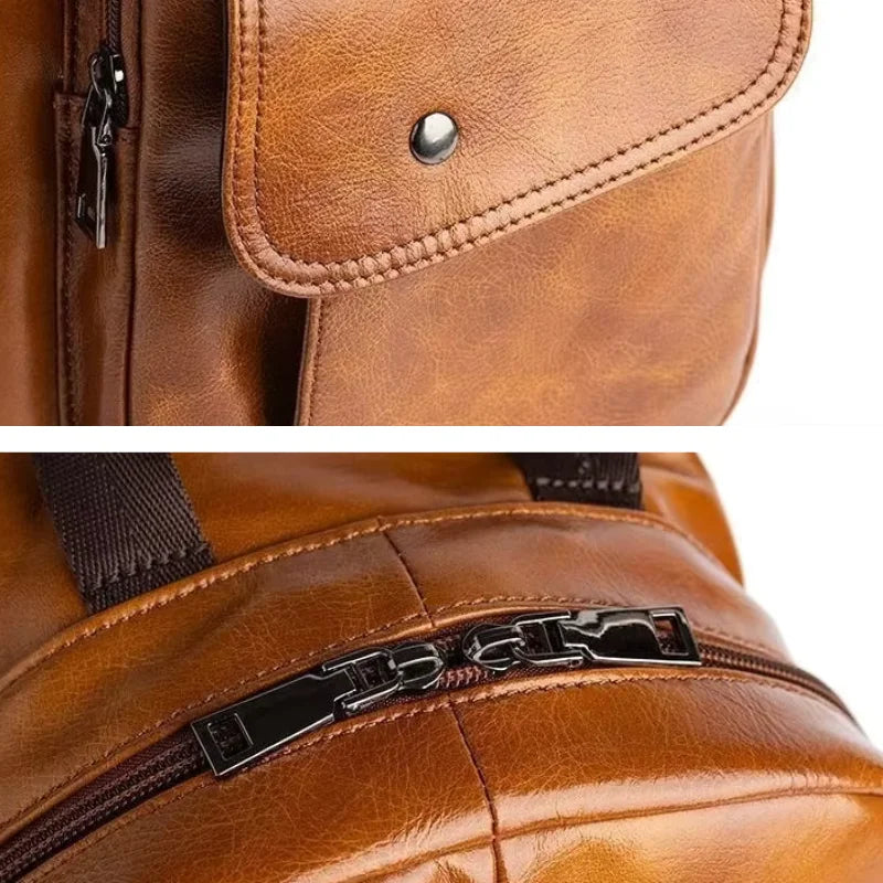 Men’s Leather Backpack – Compact Elegant Everyday Backpack