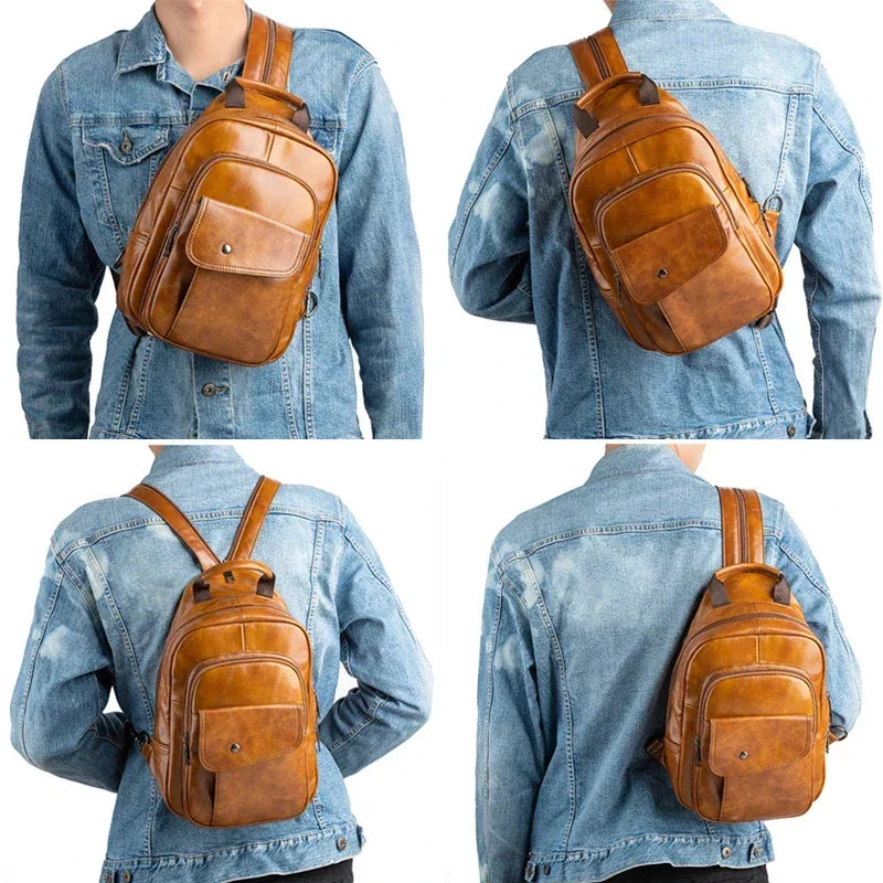 Men’s Leather Backpack – Compact Elegant Everyday Backpack