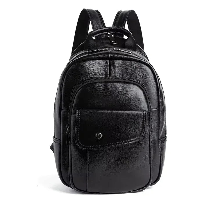 Men’s Leather Backpack – Compact Elegant Everyday Backpack - Black