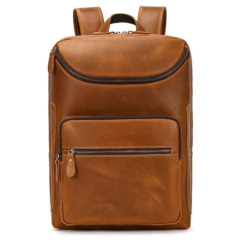 Men’s Leather Backpack - Front-Pocket 15’’ Laptop Bag