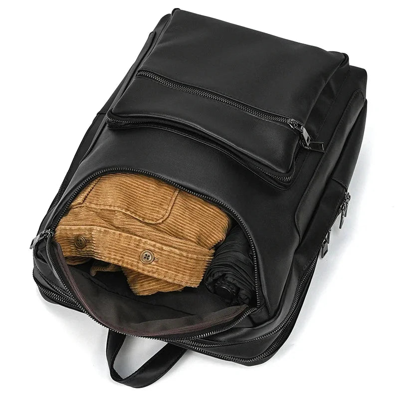 Men’s Leather Backpack - Front-Pocket 15’’ Laptop Bag