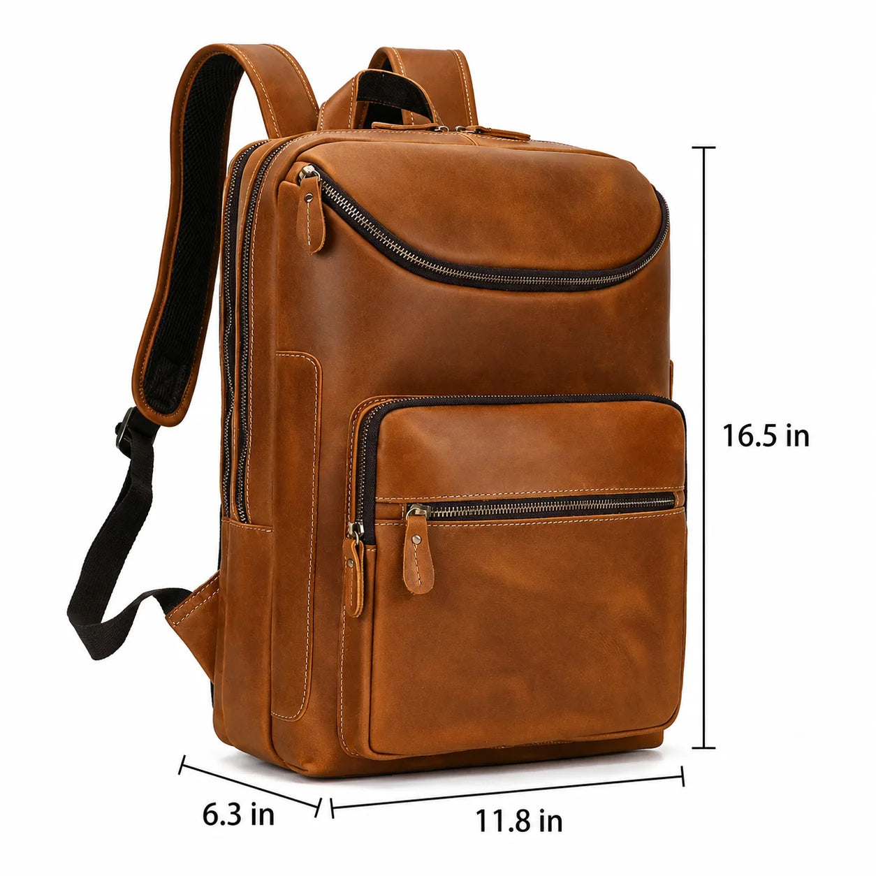 Men’s Leather Backpack - Front-Pocket 15’’ Laptop Bag