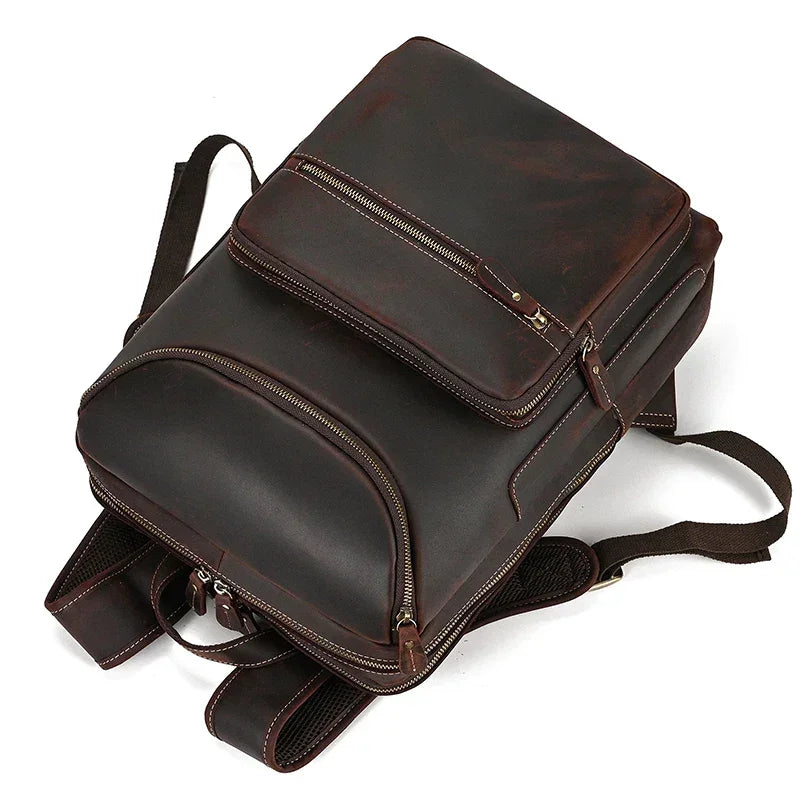 Men’s Leather Backpack - Front-Pocket 15’’ Laptop Bag