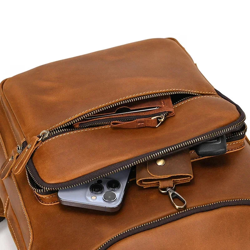 Men’s Leather Backpack - Front-Pocket 15’’ Laptop Bag