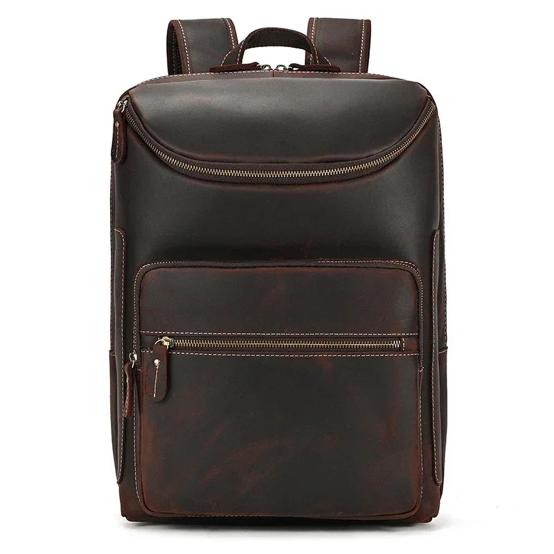 Men’s Leather Backpack - Front-Pocket 15’’ Laptop Bag