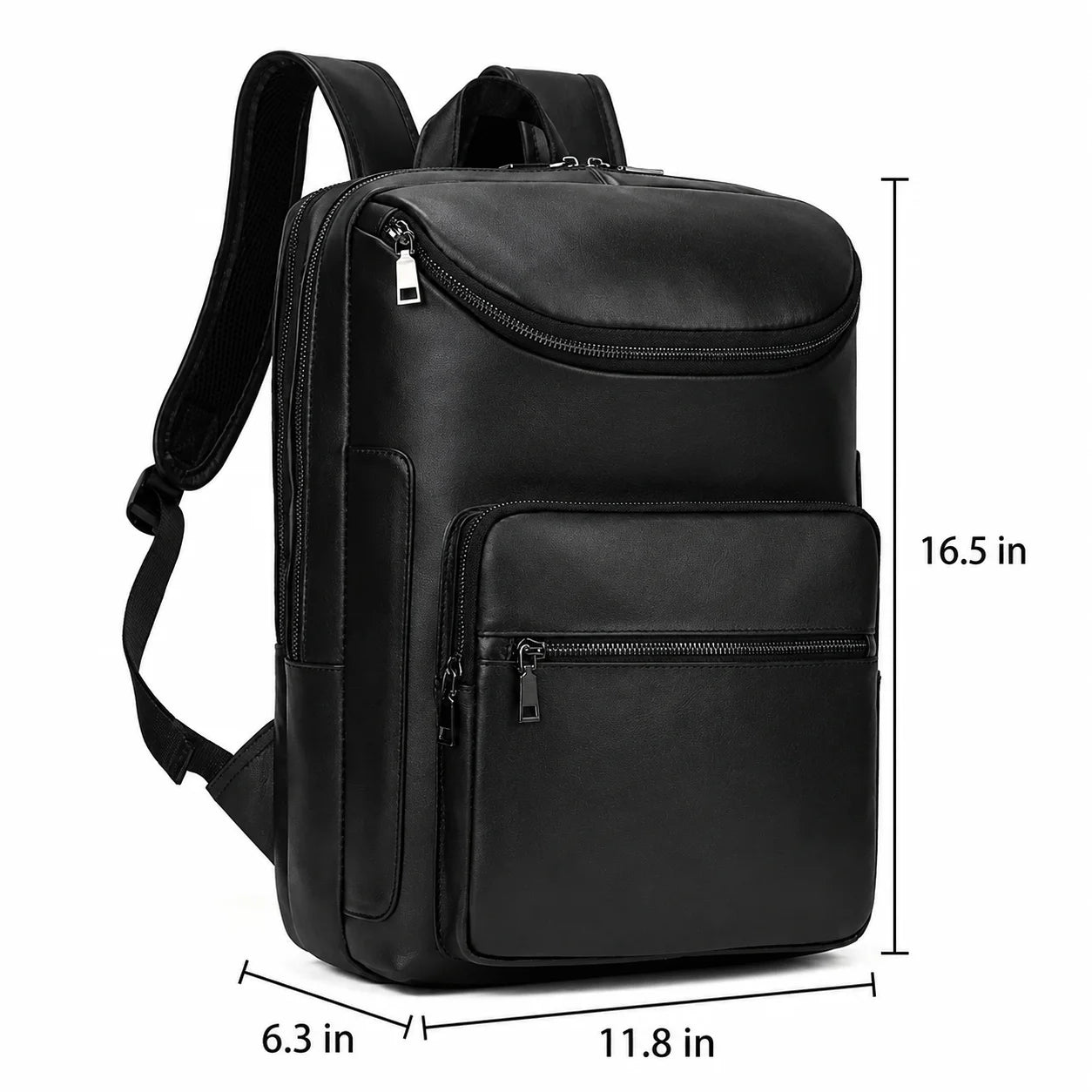 Men’s Leather Backpack - Front-Pocket 15’’ Laptop Bag