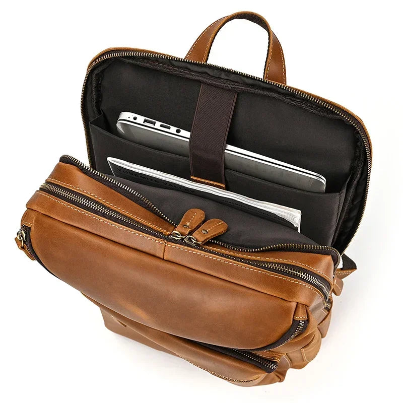 Men’s Leather Backpack - Front-Pocket 15’’ Laptop Bag
