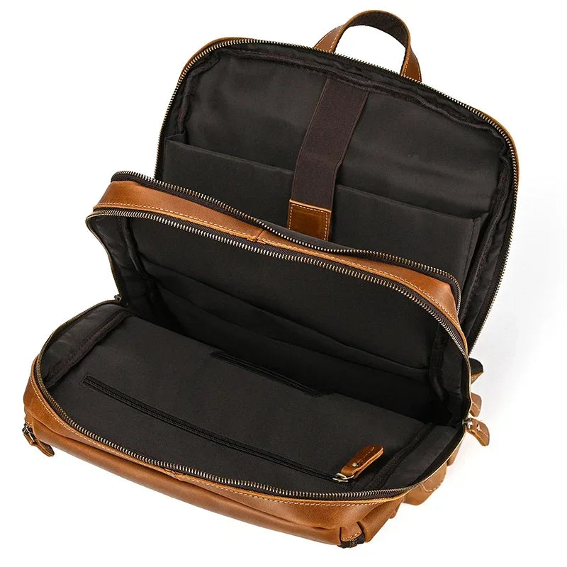 Men’s Leather Backpack - Front-Pocket 15’’ Laptop Bag