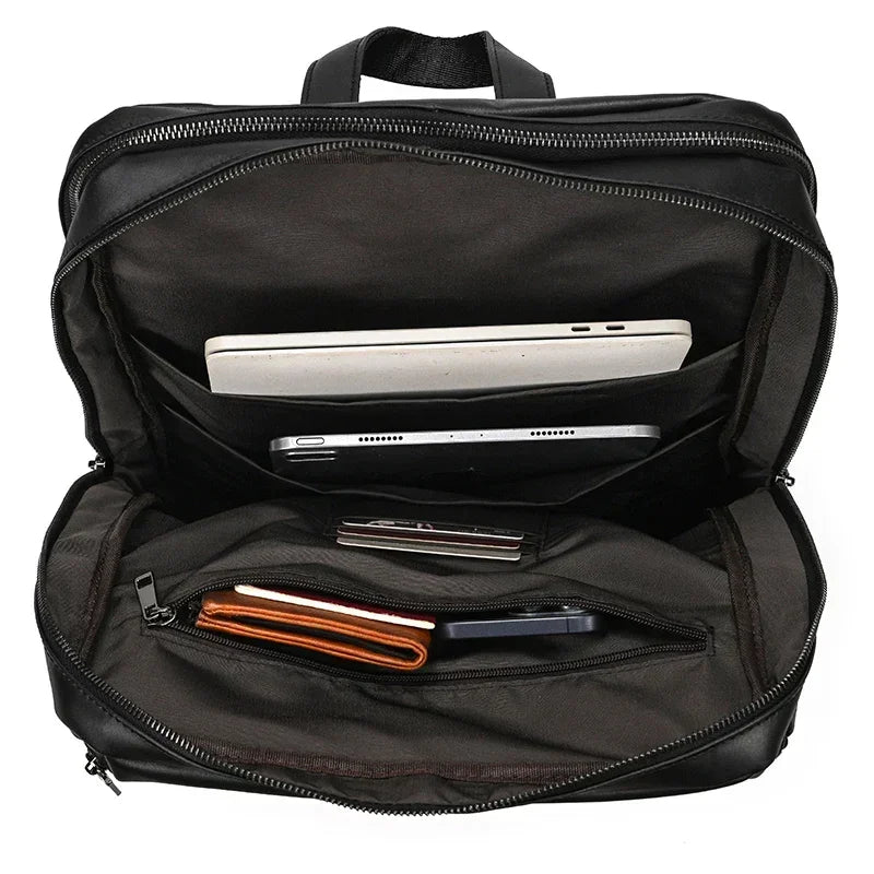 Men’s Leather Backpack - Front-Pocket 15’’ Laptop Bag