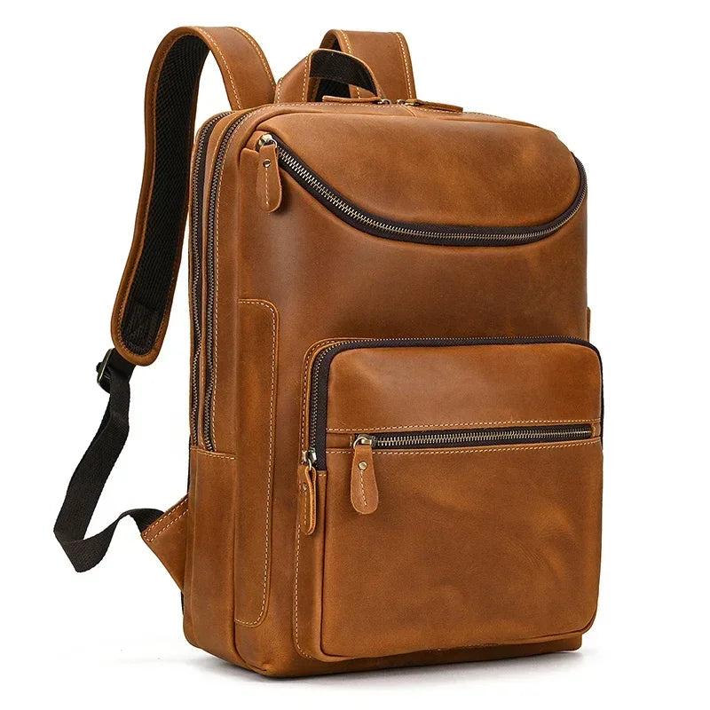 Men’s Leather Backpack - Front-Pocket 15’’ Laptop Bag