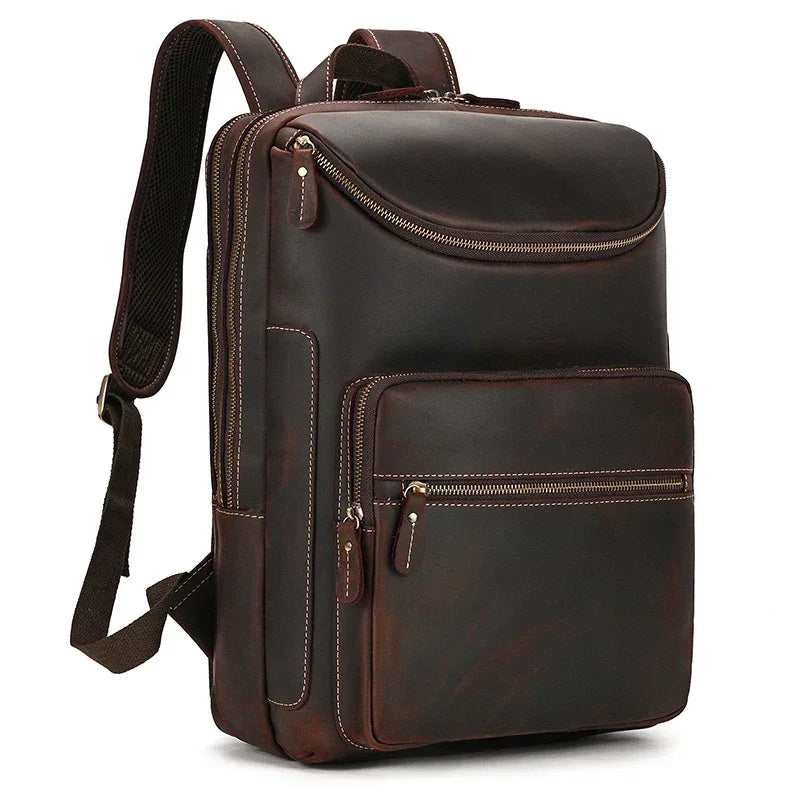 Men’s Leather Backpack - Front-Pocket 15’’ Laptop Bag