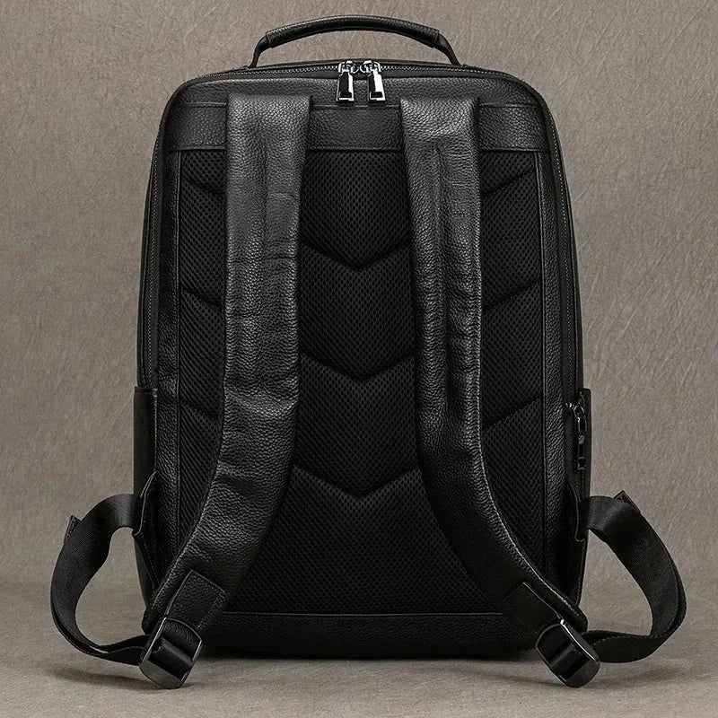 Men’s Leather Backpack - Structured Black 15’’ Laptop Bag