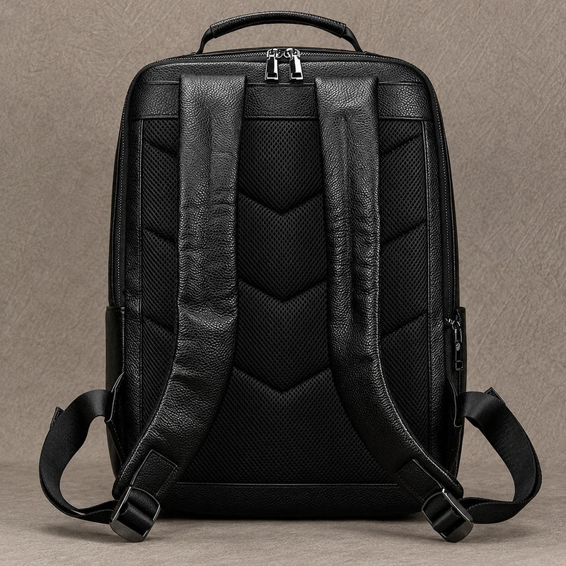 Men’s Leather Backpack - Structured Black 15’’ Laptop Bag