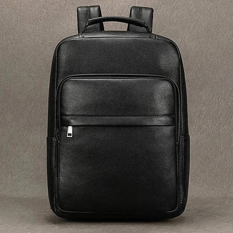 Men’s Leather Backpack - Structured Black 15’’ Laptop Bag