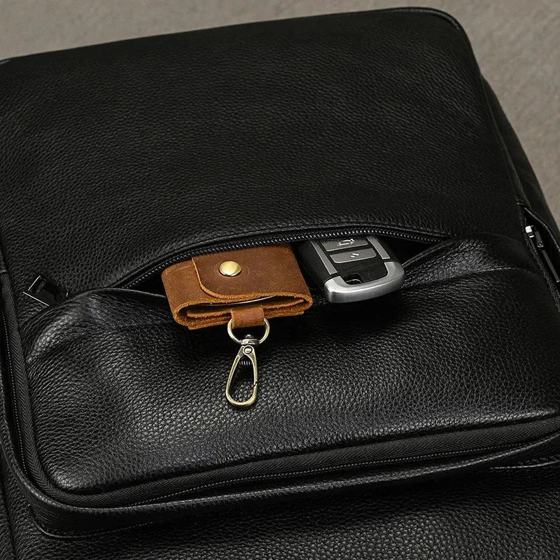 Men’s Leather Backpack - Structured Black 15’’ Laptop Bag