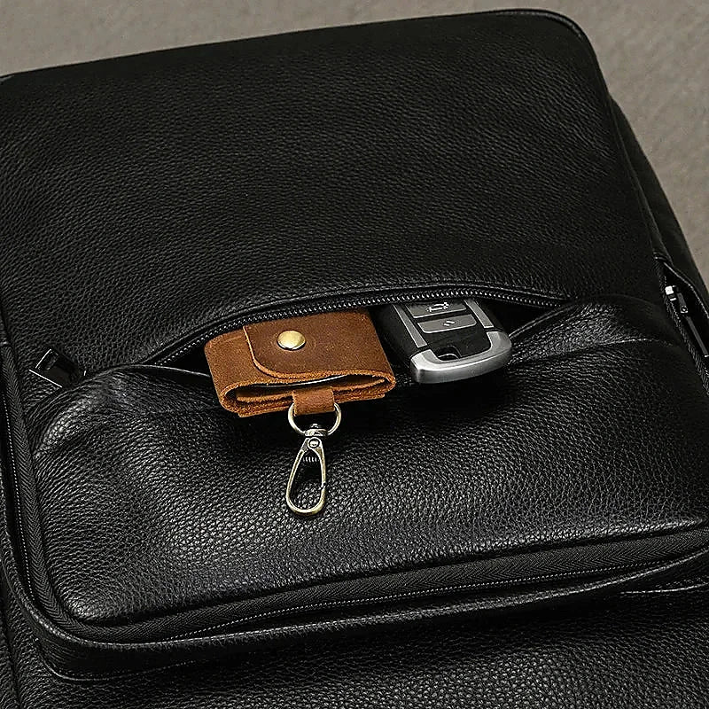 Men’s Leather Backpack - Structured Black 15’’ Laptop Bag