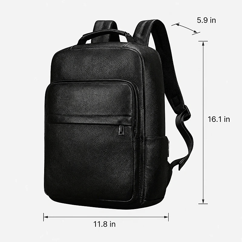Men’s Leather Backpack - Structured Black 15’’ Laptop Bag