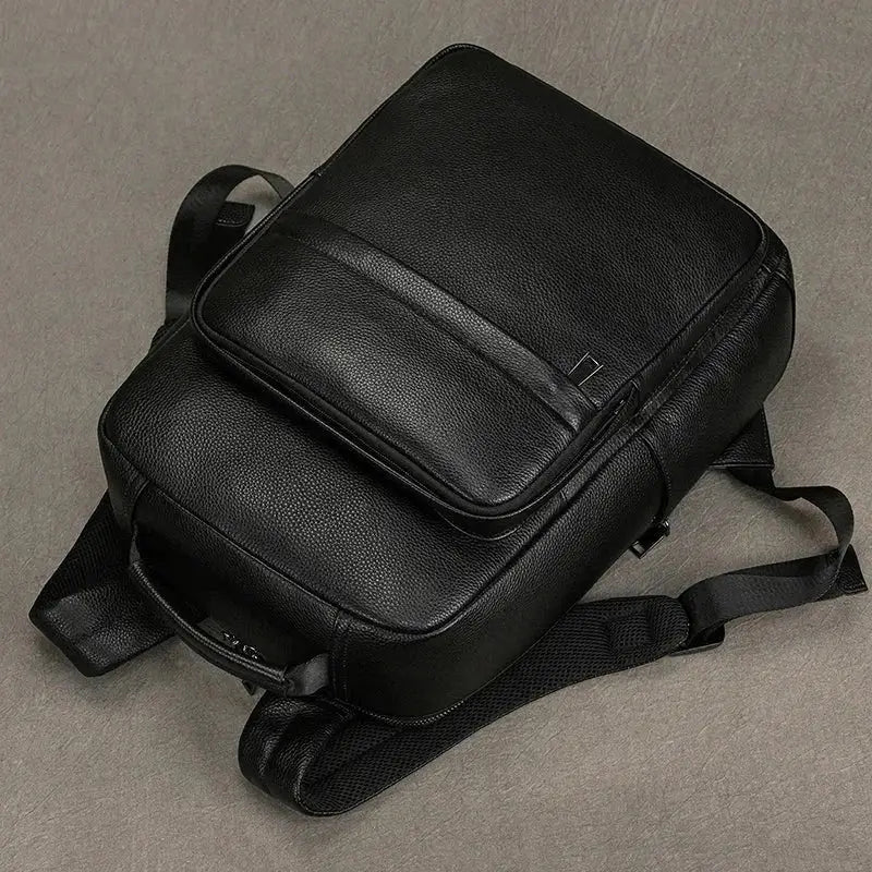 Men’s Leather Backpack - Structured Black 15’’ Laptop Bag