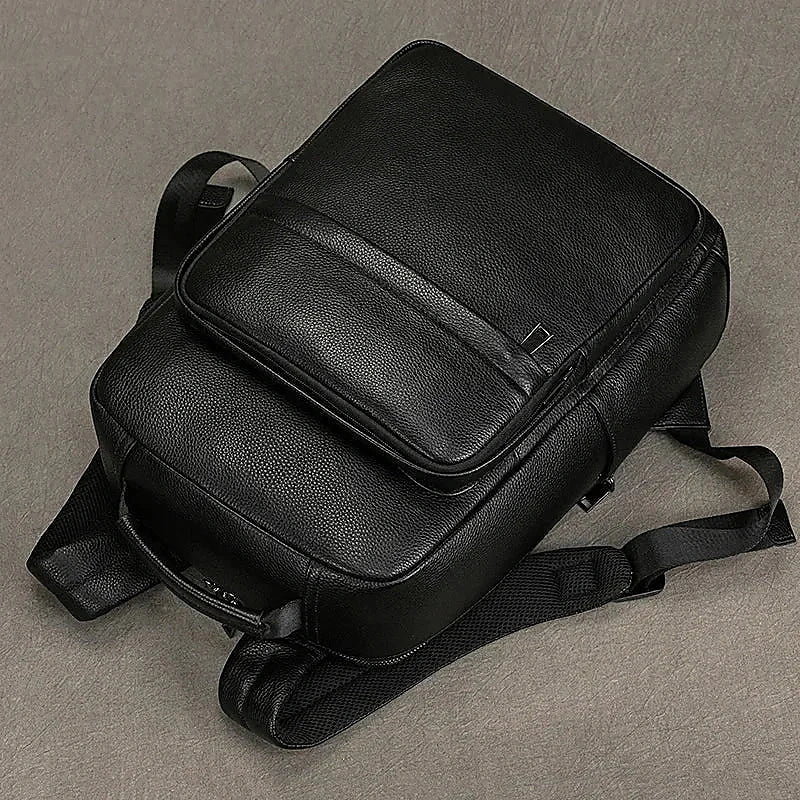 Men’s Leather Backpack - Structured Black 15’’ Laptop Bag