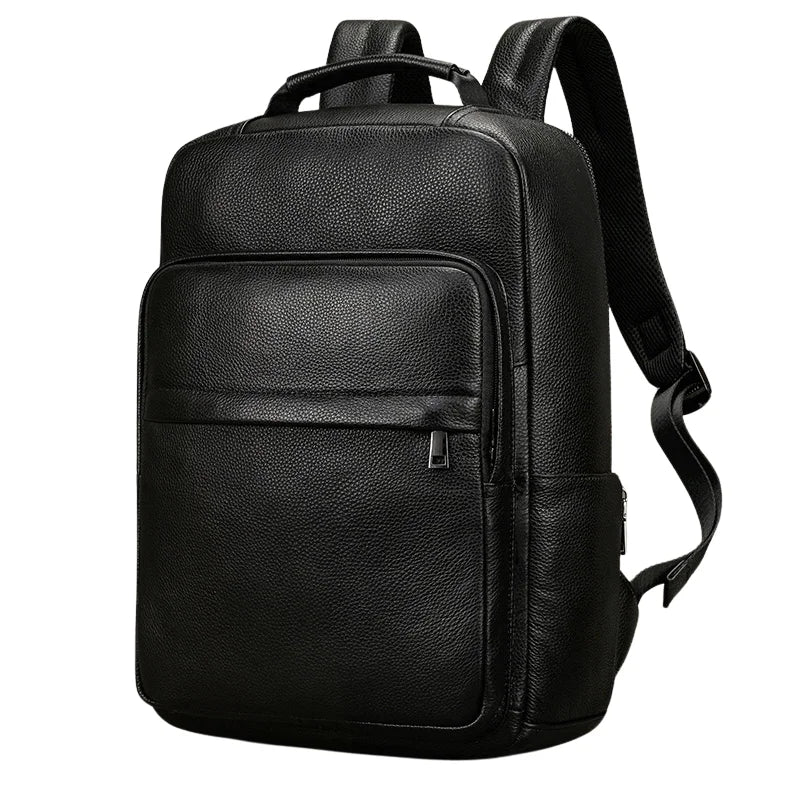 Men’s Leather Backpack - Structured Black 15’’ Laptop Bag