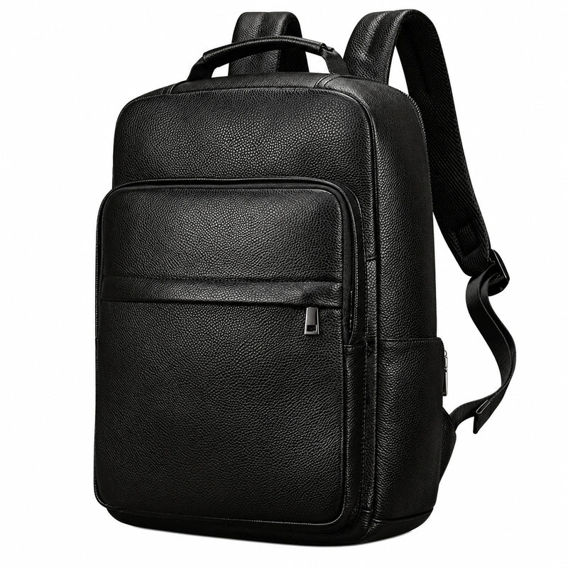 Men’s Leather Backpack - Structured Black 15’’ Laptop Bag