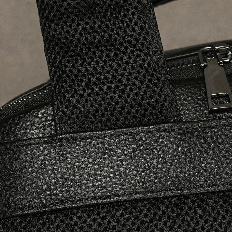 Men’s Leather Backpack - Structured Black 15’’ Laptop Bag